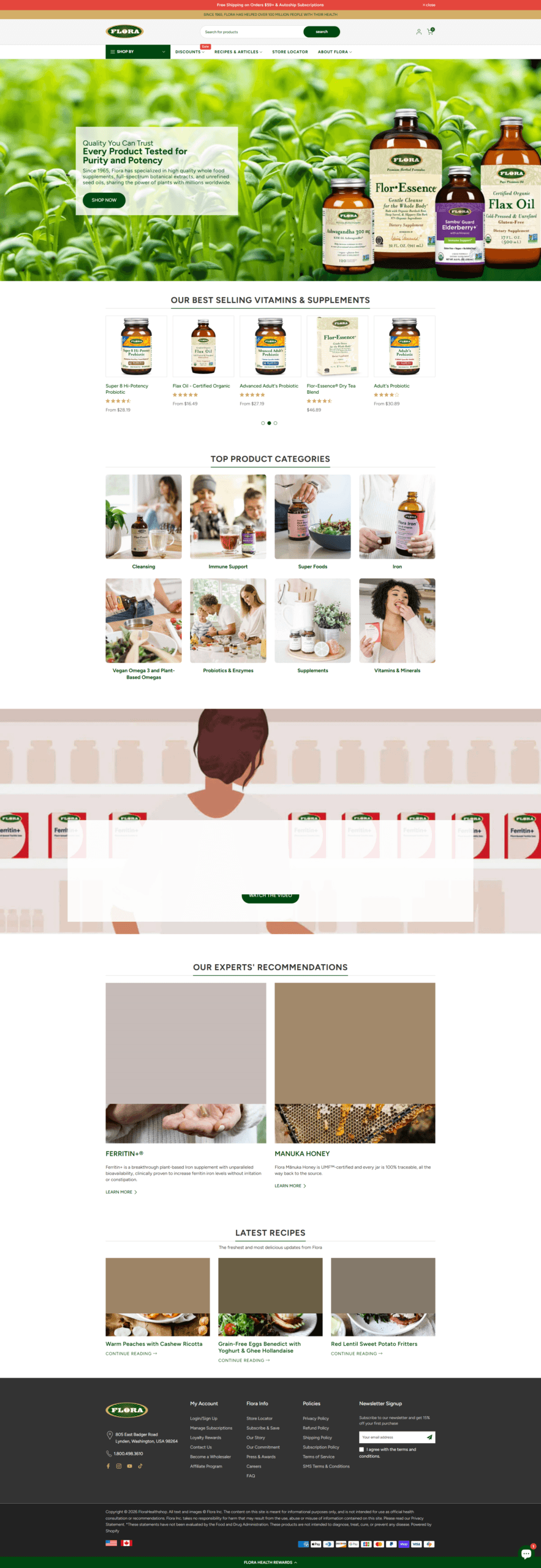 Flora Health – Shopify eCommerce Website for Natural Supplements