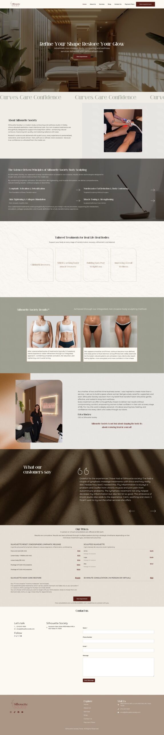 Silhouette Society – Luxury Wellness WordPress Website